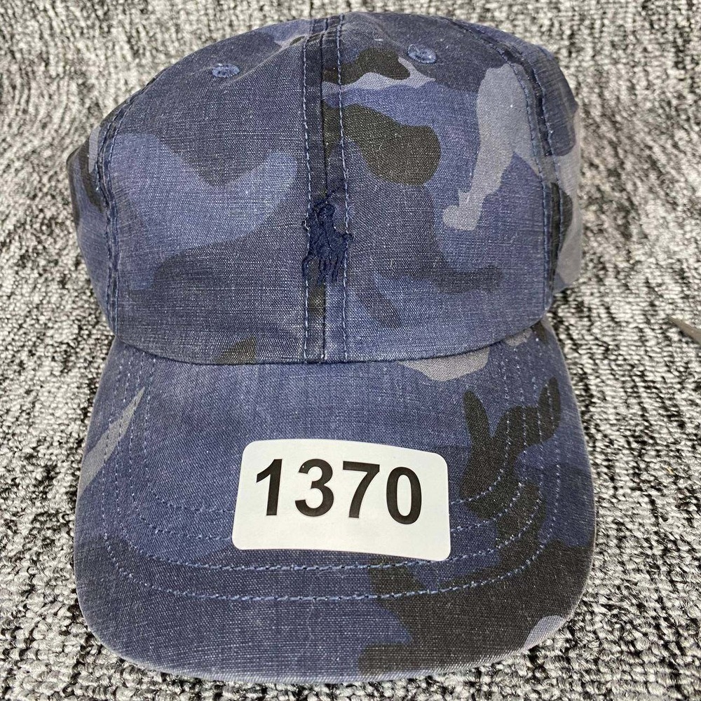 Polo Ralph Lauren Hat Mens One Size Blue Camo Adjustable Cotton Baseball Cap - Picture 11 of 11
